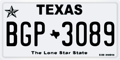 TX license plate BGP3089