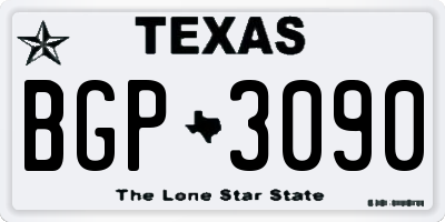 TX license plate BGP3090