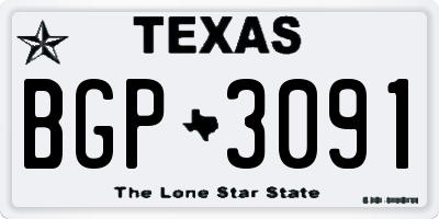TX license plate BGP3091