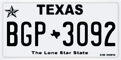 TX license plate BGP3092
