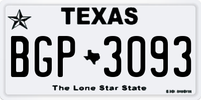 TX license plate BGP3093