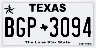 TX license plate BGP3094