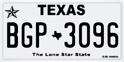 TX license plate BGP3096