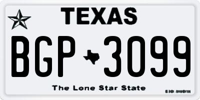 TX license plate BGP3099