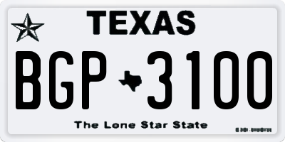TX license plate BGP3100