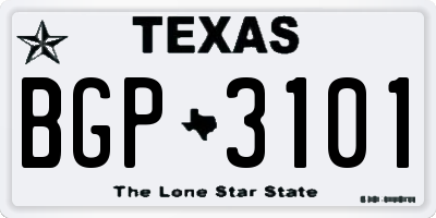 TX license plate BGP3101