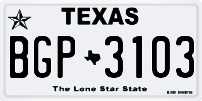 TX license plate BGP3103