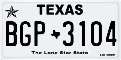 TX license plate BGP3104