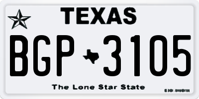 TX license plate BGP3105