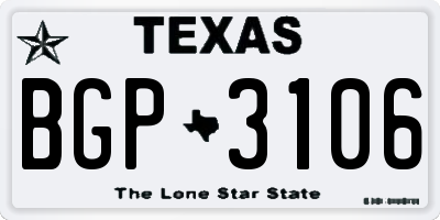 TX license plate BGP3106