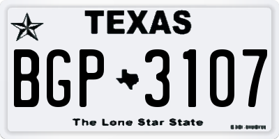 TX license plate BGP3107