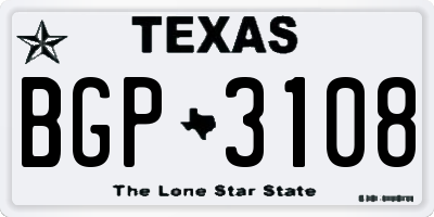 TX license plate BGP3108