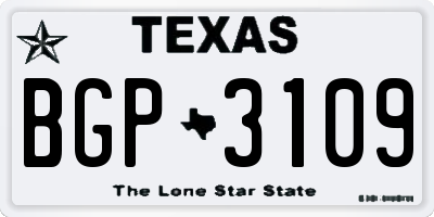 TX license plate BGP3109