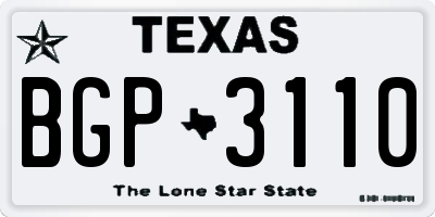 TX license plate BGP3110