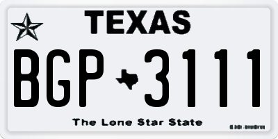 TX license plate BGP3111