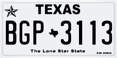 TX license plate BGP3113
