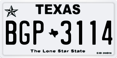 TX license plate BGP3114