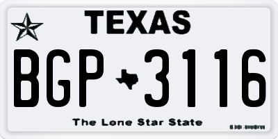 TX license plate BGP3116