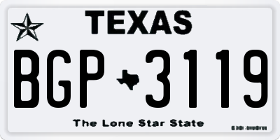 TX license plate BGP3119