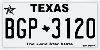 TX license plate BGP3120
