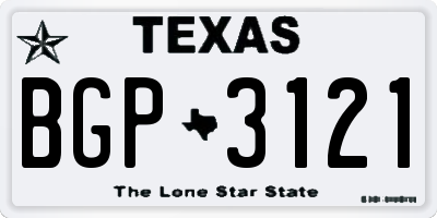 TX license plate BGP3121