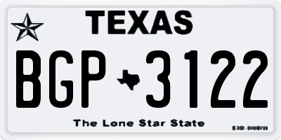 TX license plate BGP3122