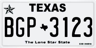 TX license plate BGP3123