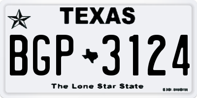 TX license plate BGP3124
