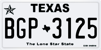 TX license plate BGP3125