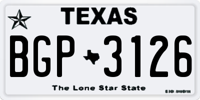 TX license plate BGP3126