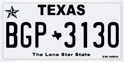 TX license plate BGP3130