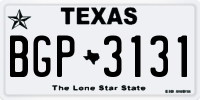 TX license plate BGP3131