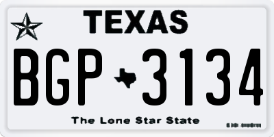 TX license plate BGP3134