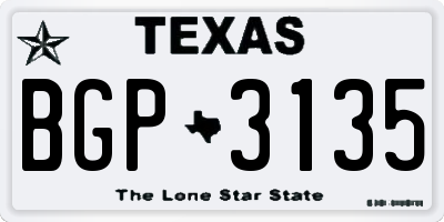 TX license plate BGP3135