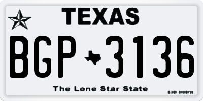 TX license plate BGP3136