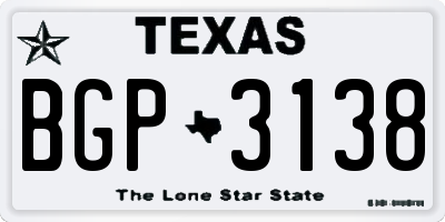 TX license plate BGP3138