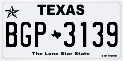 TX license plate BGP3139