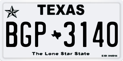 TX license plate BGP3140