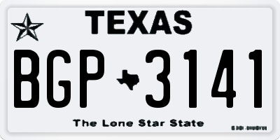 TX license plate BGP3141