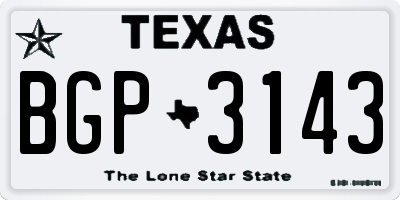 TX license plate BGP3143