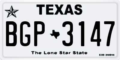 TX license plate BGP3147