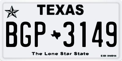 TX license plate BGP3149