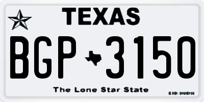 TX license plate BGP3150