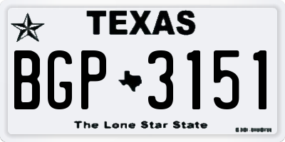 TX license plate BGP3151