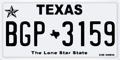 TX license plate BGP3159