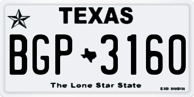 TX license plate BGP3160