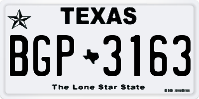 TX license plate BGP3163