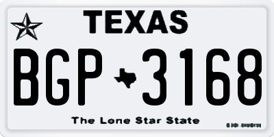 TX license plate BGP3168