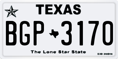 TX license plate BGP3170