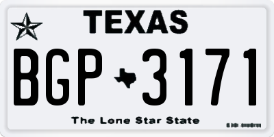 TX license plate BGP3171